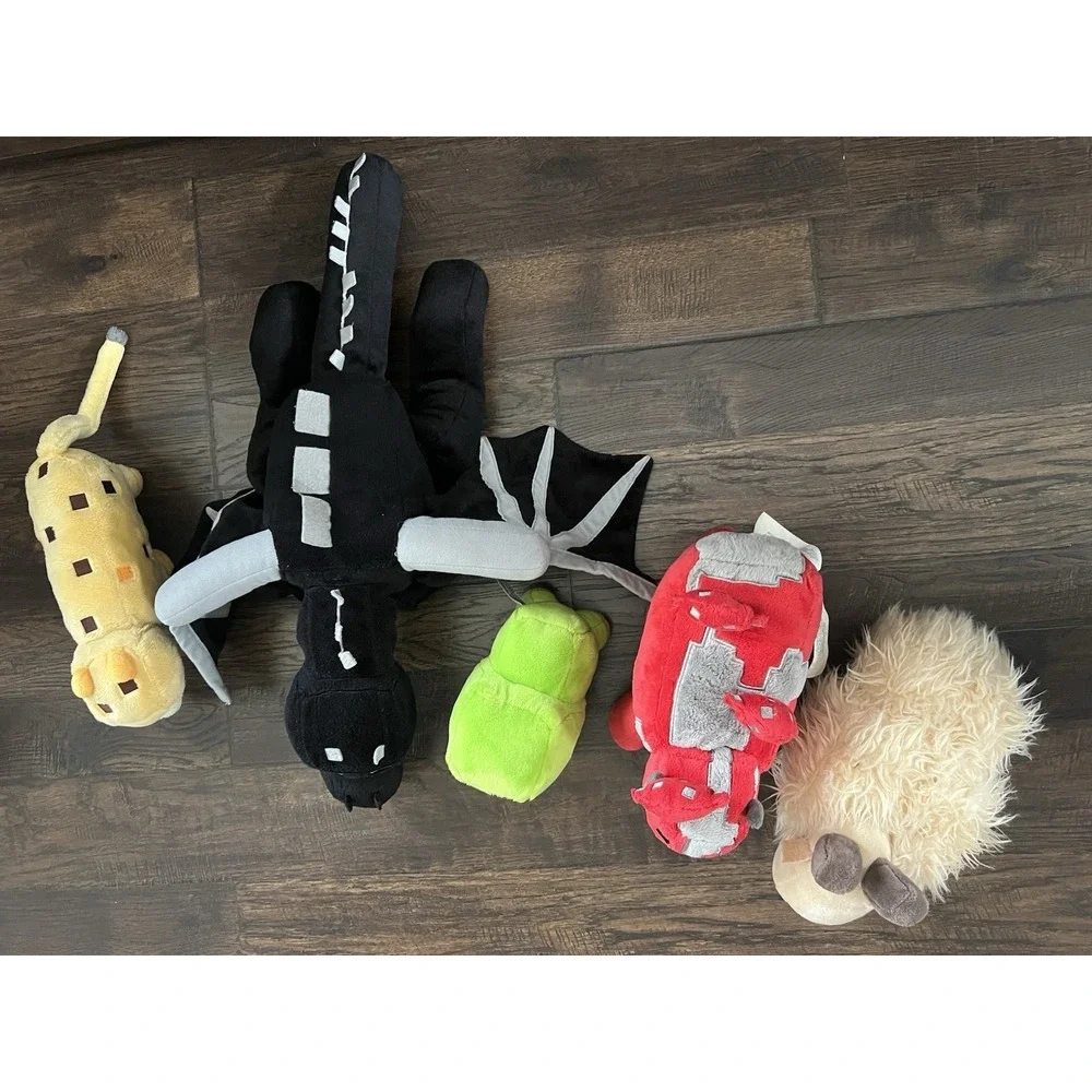 Minecraft Lot Mojang Jinx Ender‎ Dragon Sheep Cow Goat Ocelot Plush Stuffed Toys